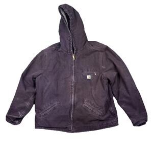 Carhartt Womens Sherpa Lined Jacket XXL Purple Sandstone Canvas Workwear Logo